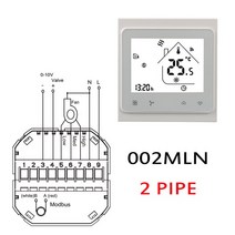 Modbus RS485 룸 온도 조절기 0-10V 밸브 2P 4P 팬 코일 유닛 냉각/난방 95-240VAC 24VAC, [01] 002EMLN-White 4P, [02] 95-240VAC
