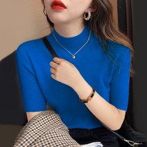 반폴라 반팔 여름 핫픽스 니트 상의