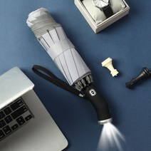 튼튼한파라솔 파라솔 이쁜파라솔 가벼운파라솔 원터치 방풍 자동 우산 LED 손전등 반사 스트라이프 역광 비, 02 Steering led - grey