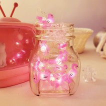 건전지&USB겸용 캐릭터 감성 캠핑 줄조명 와이어 전구 파티 용품 할로윈, LED캐릭터 전구 플라밍고 20p(+AA건전지 4개)