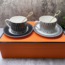 카페커피잔 예쁜커피잔 엣지 찻잔세트 우아한 스타일 케이터링 뼈 중국 컵 멀티 간단한 세라믹 커피 컵과 접시 세트 2 상자, 13