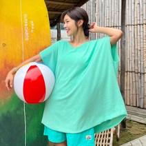 테리 비치 루즈 브이넥 롱 판초