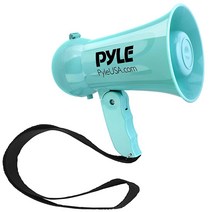 Pyle 메가폰 스피커 PA 확 - 20W 및 조절 가능한 볼륨 제어 내장 사이렌 731.5m(800야드) 범위 포함 축구 야구 하키 치어리딩 팬 코치 또는 안전 훈련용, Speaker, Turquoise