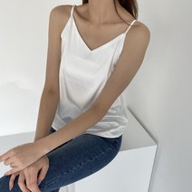 그레이스153 끈조절 브이넥 새틴 슬리브리스 끈 나시 이너 실크 민소매 나시티