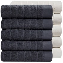 호텔수건 스트라이프 200g, 10장 다크그레이+밀크화이트
