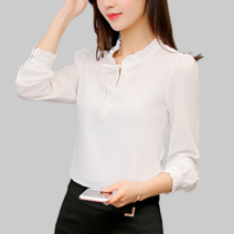 여자 화이트 프릴 블라우스 봄 여름 가을 정장 하객 코디