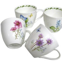 한국도자기 필드플라워 본차이나 머그컵 머그잔 4개세트