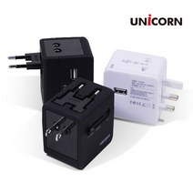 [유니콘] 해외여행필수! USB 1포트 고속충전 해외용 멀티어댑터 TA-200A, 블랙