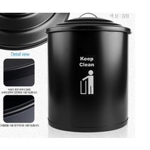 마더가든 유로 철제 뚜껑 휴지통 대, 검정색, 1개, 1개
