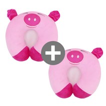 [조아홈리빙] 캐릭터비즈목쿠션 2개세트, 핑크꽃돼지