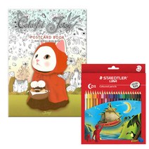 컬러링북 인기컬러링북 엽서책 세트 휴대용 색연필, 31.컬러풀 제토이 엽서책+스테들러 24색 색연필
