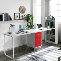 헤븐2인용서랍형1500책상세트, 레드