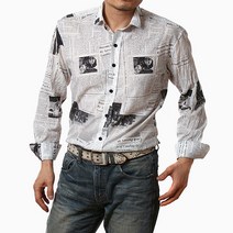 이럭셔리클럽 뉴스페이퍼 프린트 셔츠 여름셔츠 남자꽃남방 맞춤셔츠