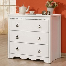 미자크 화이트 3단서랍장 / 수납장 틈새서랍장 미니 800, 화이트(물결)