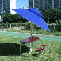 주식회사가리온 다용도로 사용가능한 대형 팔각 이중파라솔, 240 꺽임 파라솔[블루]