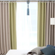 마메르 커튼 국산 암막 아이보리 + 연그린 1세트(커튼2장+커튼핀+후사고리)