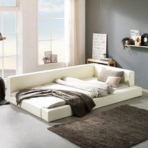 파로마 블론디 저상형 독립형침대 슈퍼싱글 / 패밀리침대, 아이보리, 프레임+인디파워독립매트