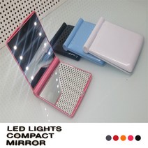 4가지칼라 8LED화장거울 손거울 LED거울, 핑크, 1개