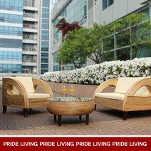 사라방드 몰디브 라운드형 내추럴 라탄소파세트(2인용+1인용+테이블) 소파, 네추럴