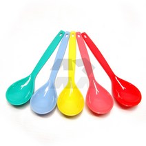 5색상 스푼/티스푼 세트, 플라스틱 롱티스푼 5p, 1세트