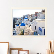 아트박스/꾸밈 iy476-푸른산토리니_창문그림액자(, H타입-아이보리화이트