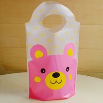 이홈베이킹 비닐쇼핑백 스탠드형-곰돌이 핑크 10장