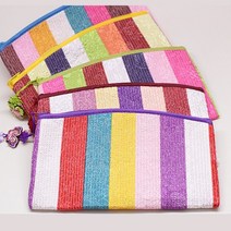 색동 지퍼 통장지갑