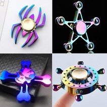 그린마켓 뉴디자인 레인보우 샤이니 메탈 피젯 스피너 집중력 강화 GF014 fidget spinner, 09.피젯스피너 정품 2세대 3중날 표창_블루