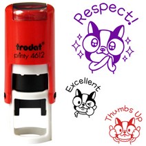 프라하스탬프 깜찍 캐릭터 라라 쿠폰사이즈 칭찬스탬프(지름1.1cm 자동스탬프 스탬프, 2. Thumbs up, 디자인2. 문구변경 +캐릭터(잉크 빨강)