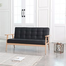 디센 레트로 버튼 소파 인조가죽, 블랙2인