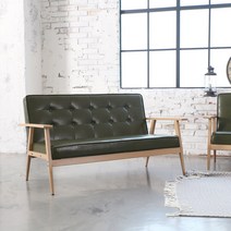 디센 레트로 버튼 소파 인조가죽, 카키2인