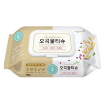 깨끗한나라 오곡물티슈 캡형, 1팩, 100매입