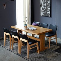 베스트리빙 오츠카 빈츠 6인용 원목 식탁세트/통원목식탁/식탁+의자6개 2colors, 내츄럴