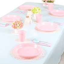 파티해 파티테이블 10인용 셋팅패키지, 라이트블루+핑크