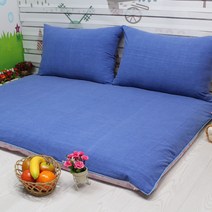대방석세트(특대) 어린이집대방석 휴식매트 매트형대방석 솜포함, 자연염색 블루