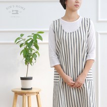 린즈홈 펄리쉬 스트라이프 백크로스 앞치마, 블랙, 1개