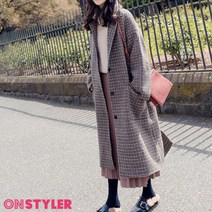온스타일러 제이콥 오버핏 체크 코트