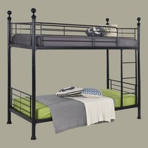 홈페리 비쥬이층침대 2층침대 철제침대 철재침대 1층 2층매트리스포함, 블랙, 프레임+기본매트리스(1층+2층)