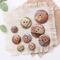 나무단추-가을부엉이(8개), 25mm