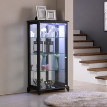 제이에스몰 아로마강화유리장식장 장식장, 4단-중(700)조명설치-블랙
