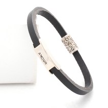 [골드러쉬] B-204 남자 자석팔찌 가죽 검정 남성패션팔찌