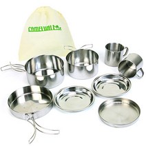 노마드캠핑 8p 코펠식기세트 실버 + 파우치, 1세트