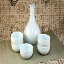 백자 호리병 및 막걸리잔 세트 (6P) / 막걸리병 술병 동동주병 도자기병 도자기술병 백자주병 백자술병, 6개