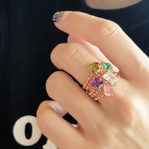 바이진주리본 모던스톤체인R큐빅 패션 반지