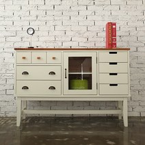 [가구언니] 파리엔느 와이드 콘솔 드레서 체스트 서랍장 수납장 (크림화이트), 크림화이트