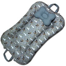 뽀송뽀송 국내수제작 땅콩침대 휴대보트침대 B_98 숲속동물들 블루, 목쿠션포함