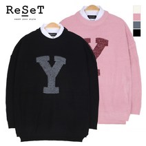 리셋 남성용 언발 와이 오버핏 라운드 니트