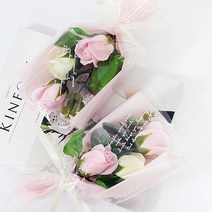 블랙앤화이트 2018 졸업식 재롱잔치 꽃다발, 미니(3송이/2개)-핑크