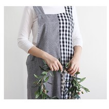 체크 앤 체크 모던 앞치마 패션 반반 스타일 롱 유치원 어린이집 선생님 학원 학교 활동 복지관 공방 작업실 멋스러운 편한 단체 행사 식