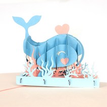 입체카드 3D 바다사랑 고래 팝업 핸드메이드 생일 축하 기념